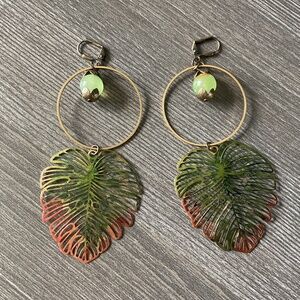 Beautiful hand made, hand painted dangle brass  earrings